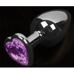 Графитовая анальная пробка с фиолетовым кристаллом в виде сердечка - 6 см. (цвет -фиолетовый) (100142)
