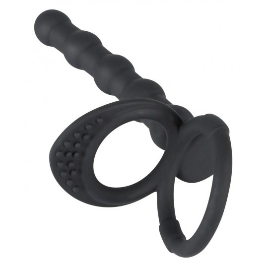 Насадка на пенис для двойного проникновения Cock   ball ring (цвет -черный) (100210) фото 6