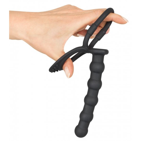 Насадка на пенис для двойного проникновения Cock   ball ring (цвет -черный) (100210) фото 5