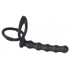 Насадка на пенис для двойного проникновения Cock   ball ring (цвет -черный) (100210)