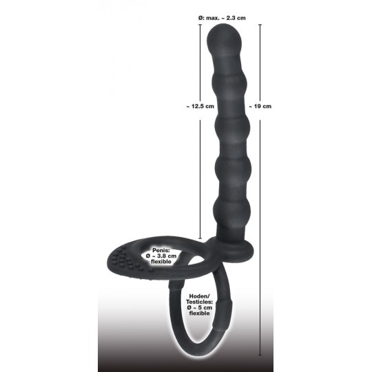 Насадка на пенис для двойного проникновения Cock   ball ring (цвет -черный) (100210) фото 3