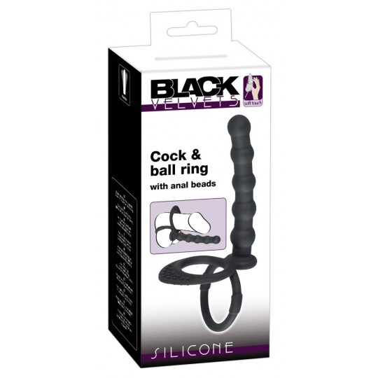 Насадка на пенис для двойного проникновения Cock   ball ring (цвет -черный) (100210) фото 2