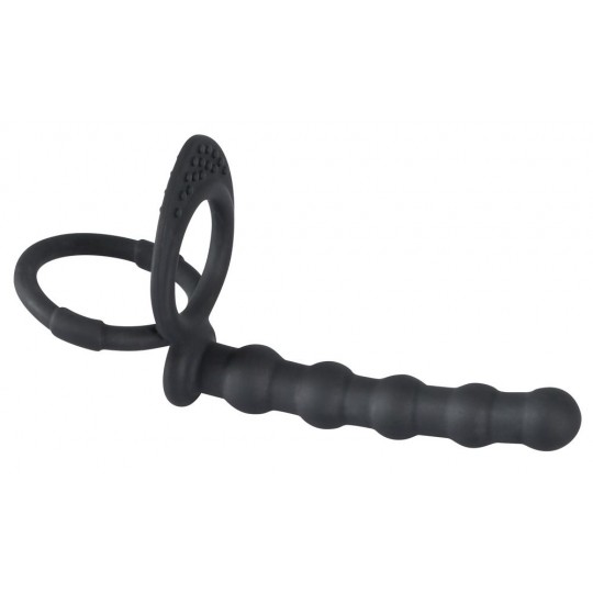 Насадка на пенис для двойного проникновения Cock   ball ring (цвет -черный) (100210) фото 1