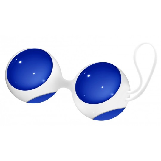 Синие стеклянные вагинальные шарики Ben Wa Medium в белой оболочке (цвет -синий с белым) (100248) фото 1