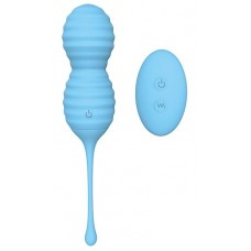 Голубые вагинальные виброшарики BEEHIVE с пультом ДУ (цвет -голубой) (100569)