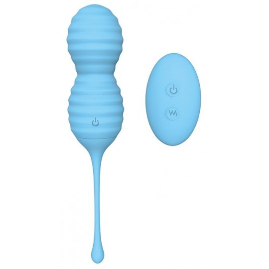 Голубые вагинальные виброшарики BEEHIVE с пультом ДУ (цвет -голубой) (100569) фото 1