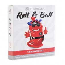 Стимулирующий презерватив-насадка Roll   Ball Strawberry (цвет -красный) (102426)