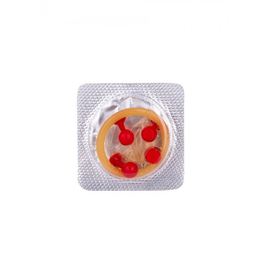 Стимулирующий презерватив-насадка Roll   Ball Raspberry (цвет -красный) (102427) фото 4