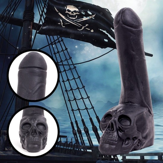 Черный фаллоимитатор-гигант с черепом Cock with Skull - 28 см. (цвет -черный) (103008) фото 2