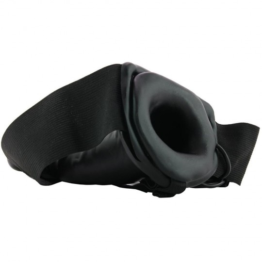 Чёрный полый страпон с вибрацией Unisex Vibrating Hollow Strap-On - 14 см. (цвет -черный) (103124) фото 2