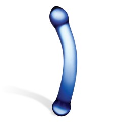 Синий изогнутый фаллоимитатор Curved G-Spot Glass Dildo - 16 см. (цвет -синий) (103132)