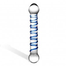 Прозрачный фаллос с голубой спиралью Spiral Dildo - 17 см. (цвет -прозрачный) (103133)