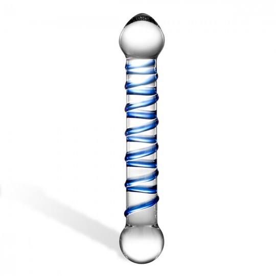 Прозрачный фаллос с голубой спиралью Spiral Dildo - 17 см. (цвет -прозрачный) (103133) фото 1