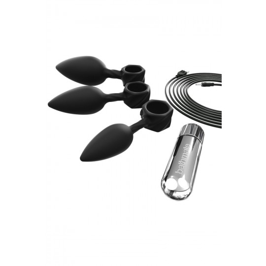 Набор из 3 анальных плагов и вибропули Bathmate Anal Training Plugs VIBE (цвет -черный с серебристым) (103260) фото 6