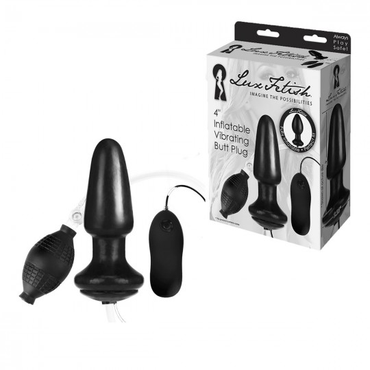 Надувная вибрирующая анальная пробка  Inflatable Vibrating Butt Plug - 10,2 см. (цвет -черный) (103348) фото 3