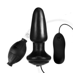 Надувная вибрирующая анальная пробка  Inflatable Vibrating Butt Plug - 10,2 см. (цвет -черный) (103348)