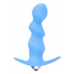 Голубая фигурная анальная вибропробка Spiral Anal Plug - 12 см. (цвет -голубой) (104403)