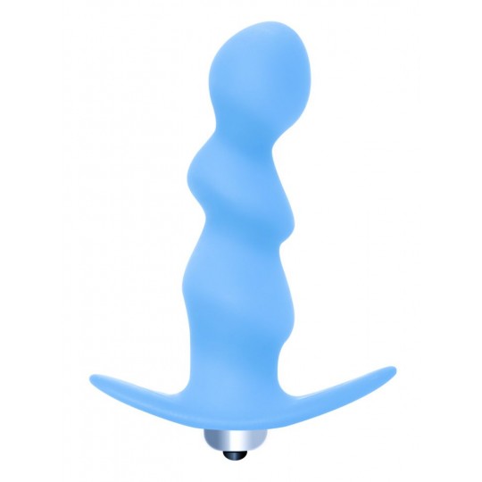 Голубая фигурная анальная вибропробка Spiral Anal Plug - 12 см. (цвет -голубой) (104403) фото 1