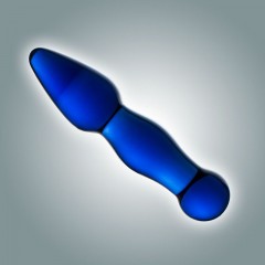 Синий анальный стимулятор из стекла - 13 см. (цвет -синий) (104437)