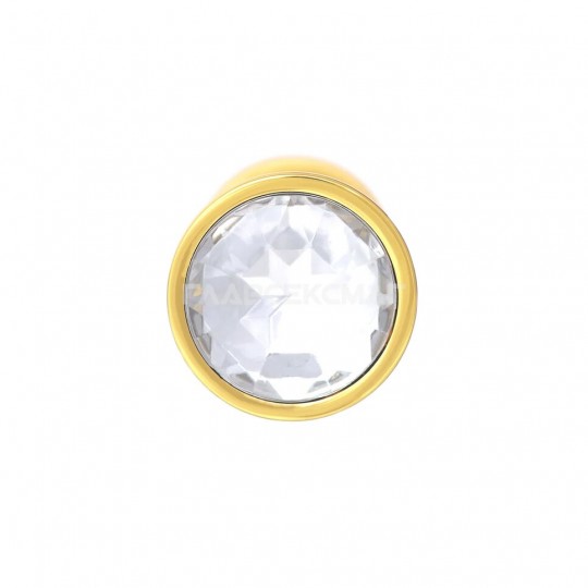 Золотистая анальная пробка с прозрачным кристаллом - 7 см. (цвет -прозрачный) (104675) фото 3