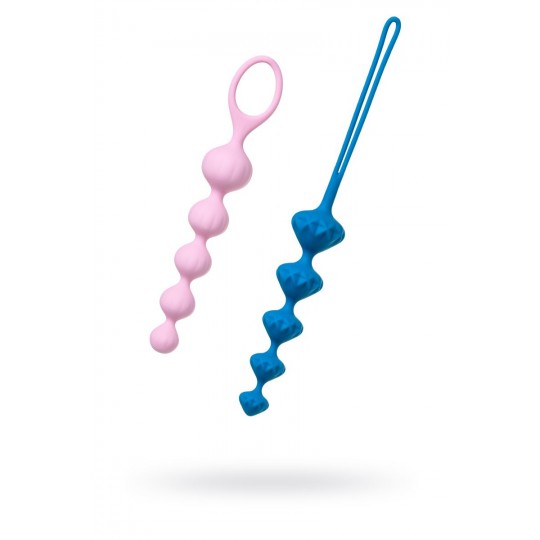 Набор из 2 цветных анальных цепочек Satisfyer Love Beads (цвет -розовый с синим) (104727) фото 1