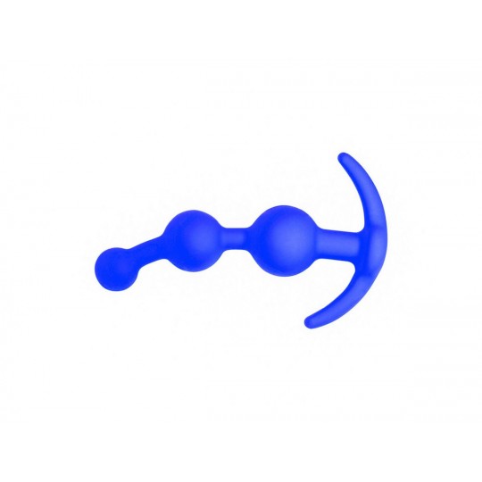 Синяя анальная цепочка из 3 звеньев - 13 см. (цвет -синий) (104842) фото 3