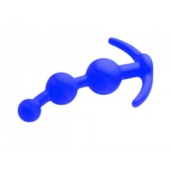 Синяя анальная цепочка из 3 звеньев - 13 см. (цвет -синий) (104842)