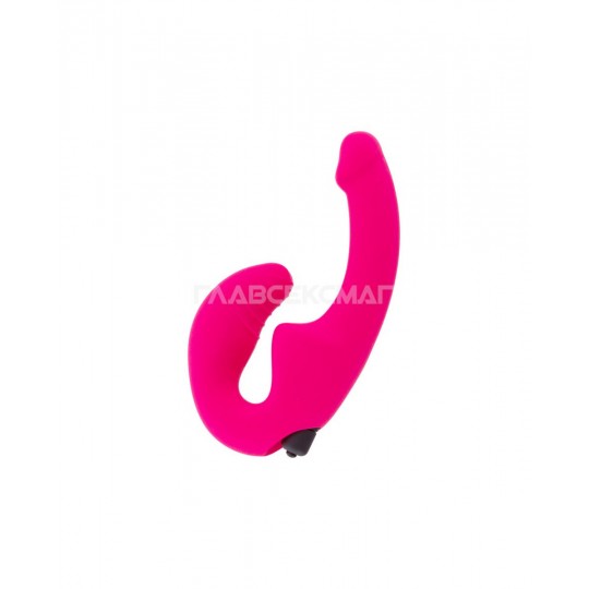 Ярко-розовый анатомический страпон с вибрацией (цвет -ярко-розовый) (104860) фото 4