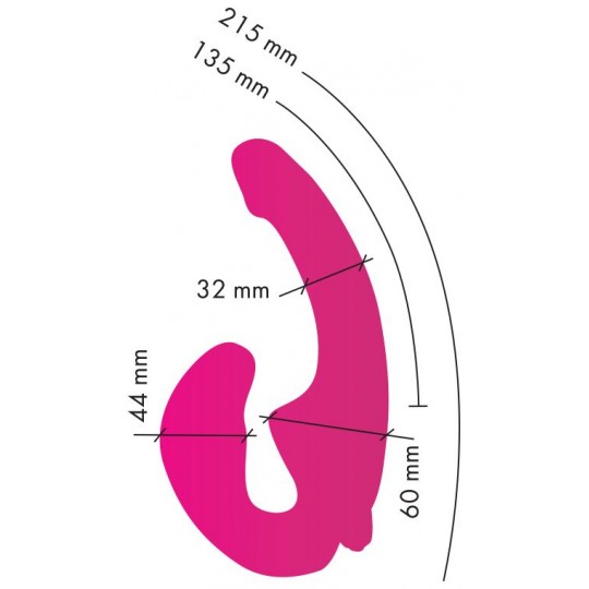 Ярко-розовый анатомический страпон с вибрацией (цвет -ярко-розовый) (104860) фото 3