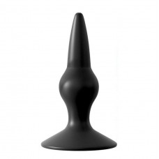 Чёрная анальная пробка с утолщающим шариком - 9 см. (цвет -черный) (105285)