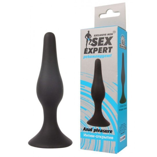 Чёрная анальная пробка Sex Expert - 9,5 см. (цвет -черный) (105286) фото 2