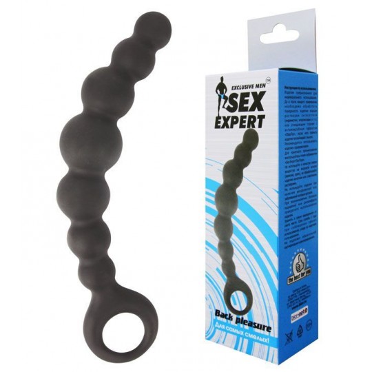 Чёрная анальная цепочка Sex Expert - 15 см. (цвет -черный) (105322) фото 2