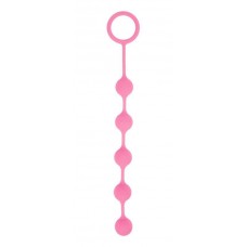 Розовая анальная цепочка с кольцом-ограничителем - 23 см. (цвет -розовый) (105372)