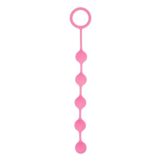 Розовая анальная цепочка с кольцом-ограничителем - 23 см. (цвет -розовый) (105372) фото 1