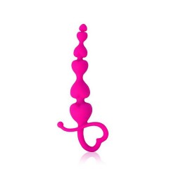 Розовая анальная цепочка Cosmo с петелькой - 14,5 см. (цвет -розовый) (105375)