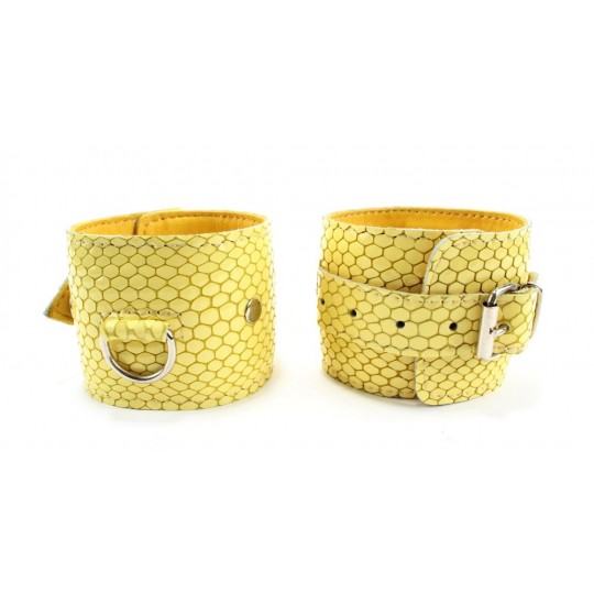 Кожаные наручники  Желтый питон  (цвет -желтый) (105382) фото 3