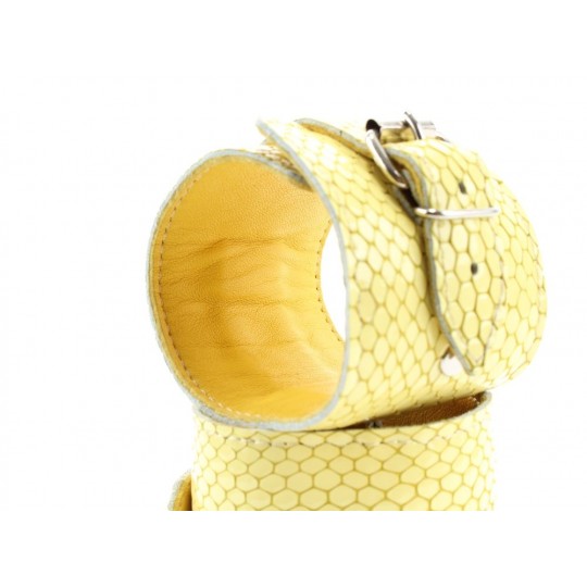 Кожаные наручники  Желтый питон  (цвет -желтый) (105382) фото 2