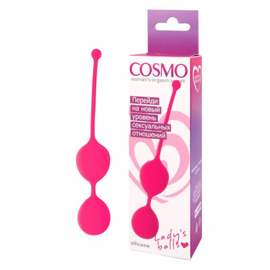 Розовые двойные вагинальные шарики Cosmo с хвостиком для извлечения (цвет -розовый) (105902) фото 2