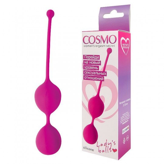 Ярко-розовые двойные вагинальные шарики Cosmo с хвостиком для извлечения (цвет -ярко-розовый) (105904) фото 2