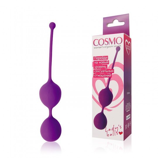 Фиолетовые двойные вагинальные шарики Cosmo с хвостиком для извлечения (цвет -фиолетовый) (105921) фото 2