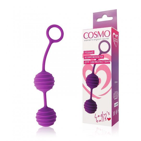 Фиолетовые вагинальные шарики с ребрышками Cosmo (цвет -фиолетовый) (105923) фото 2