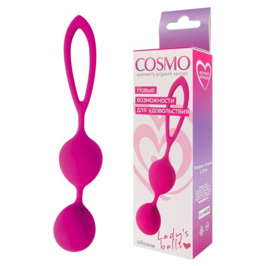 Ярко-розовые вагинальные шарики Cosmo с петелькой (цвет -ярко-розовый) (105924) фото 2
