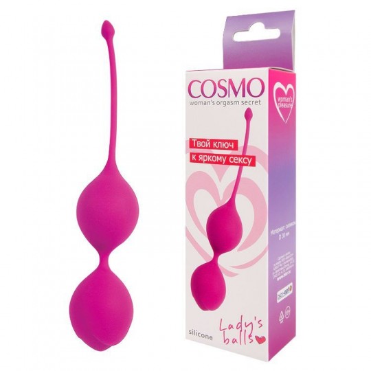 Ярко-розовые двойные вагинальные шарики с хвостиком Cosmo (цвет -ярко-розовый) (105925) фото 2