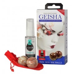 Вагинальные шарики Geisha из оникса в комплекте с лубрикантом (цвет -коричневый) (106629)