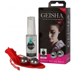 Металлические вагинальные шарики Geisha в комплекте с лубрикантом (цвет -серебристый) (106630)