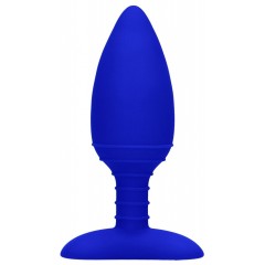 Синяя анальная пробка Glow с вибрацией и подогревом - 12 см. (цвет -синий) (107158)