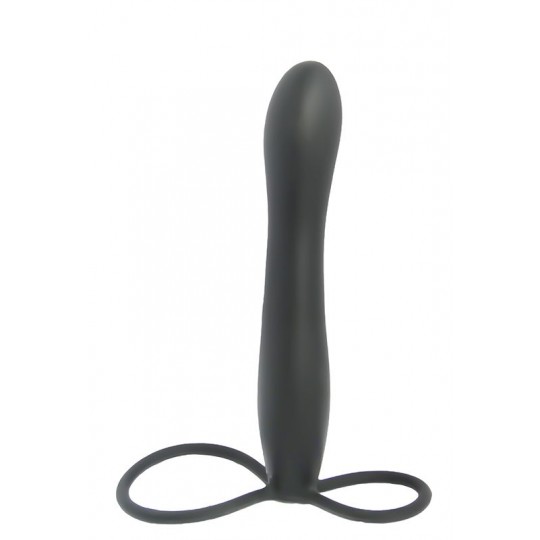 Черная насадка на пенис для двойной стимуляции Mojo BlackJack - 15 см. (цвет -черный) (10727) фото 1