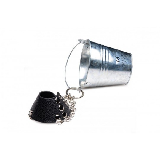 Утяжка на мошонку с ведром для груза Hells Bucket Ball Stretcher (цвет -серебристый с черным) (107406) фото 3