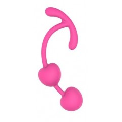Розовые силиконовые вагинальные шарики с ограничителем (цвет -розовый) (107529)