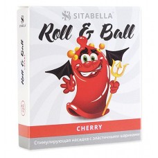 Стимулирующий презерватив-насадка Roll   Ball Cherry (цвет -красный) (107707)
